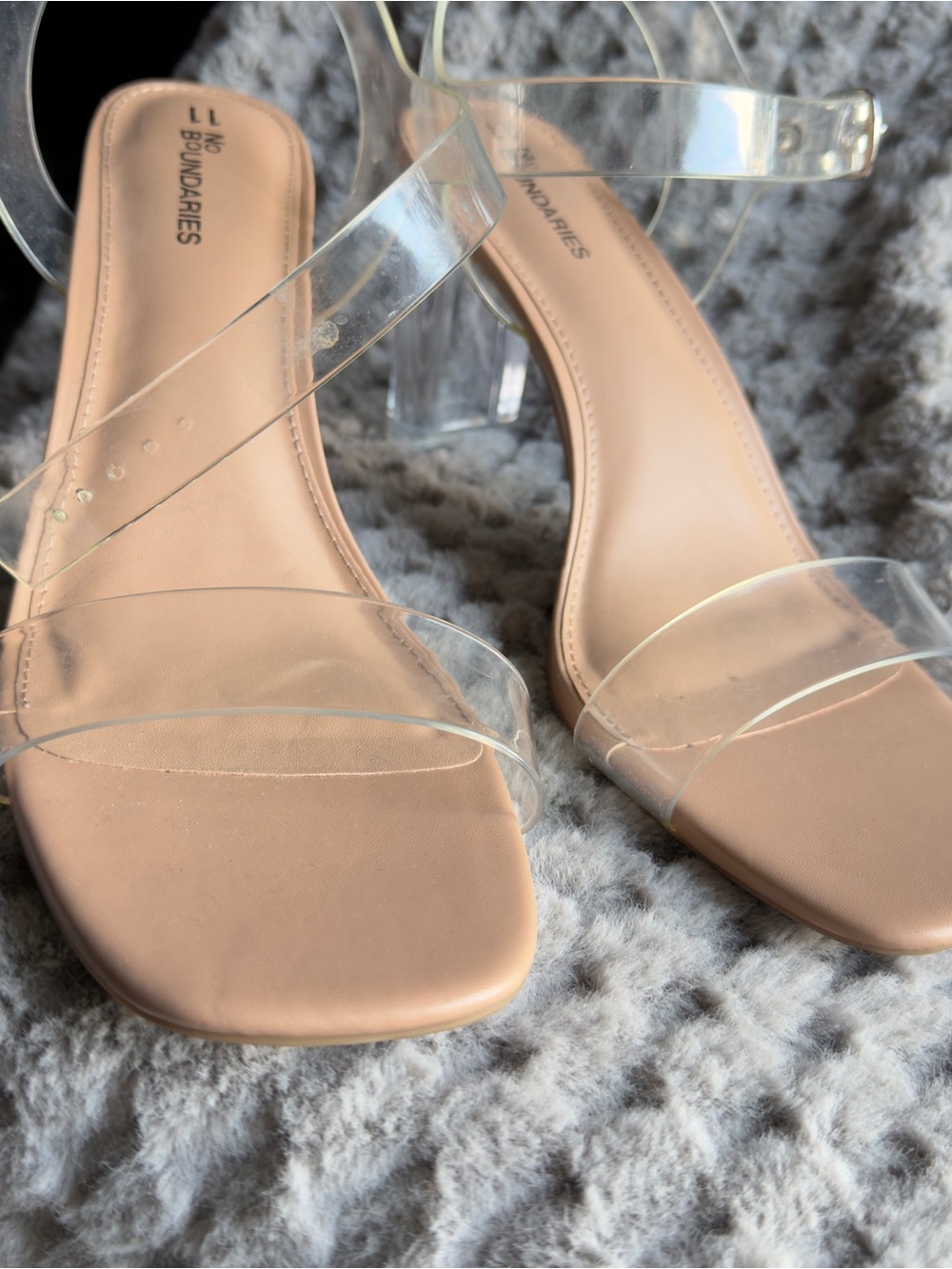 No Boundaries Clear Strap Nude Heeled Sandals